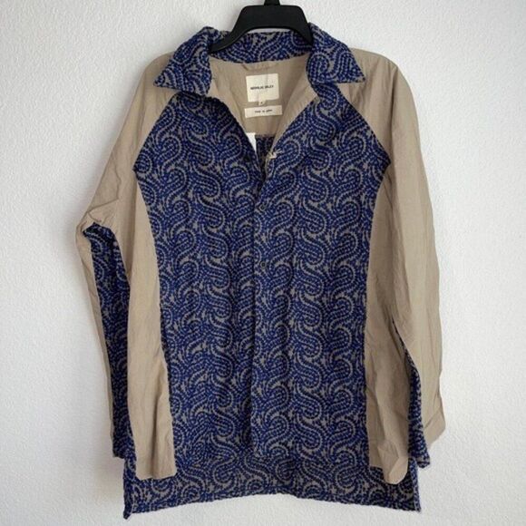 Nicholas Daley Embroidered Raglan Sleeve Button-up Shirt, NWT, Size M - Picture 5 of 11